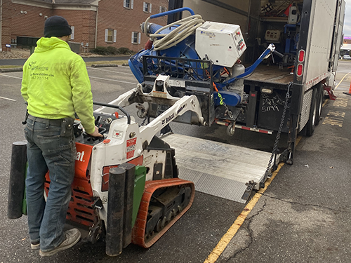Durer equipment loaded for a shot blasting project