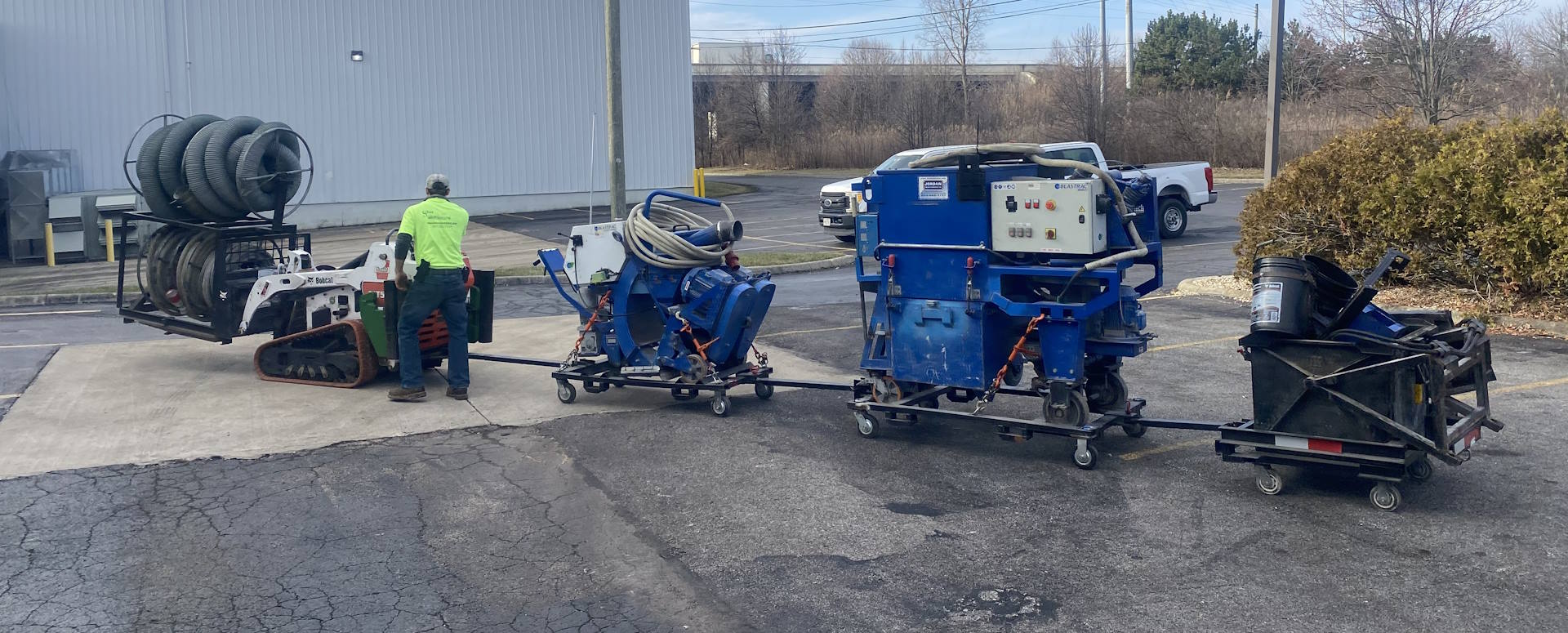 Durer Shotblast equipment staged for commercial concrete surface preparation